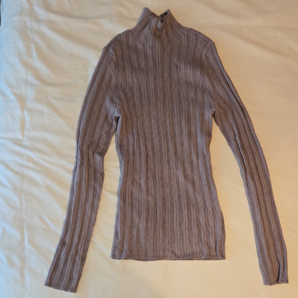 Abercrombie & Fitch Taupe Ribbed Mock Turtleneck Sweater
